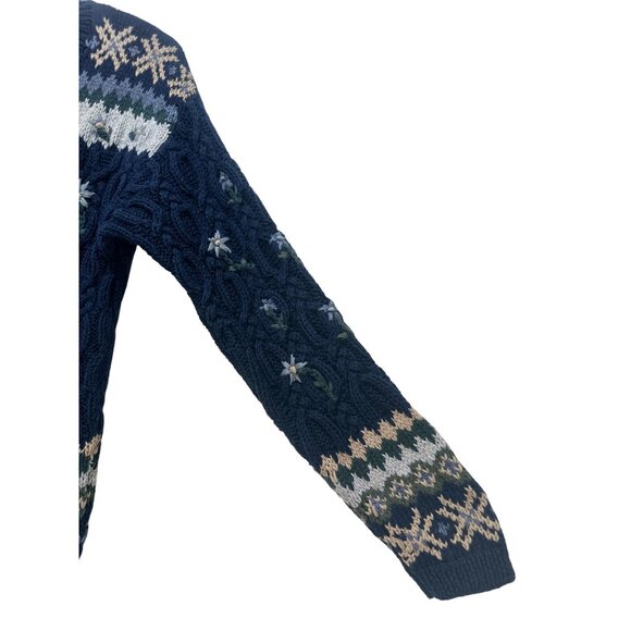 Northern Isles Hand Knit Floral Embroidery Cardigan Sweater Small 90s Novelty - Picture 16 of 16